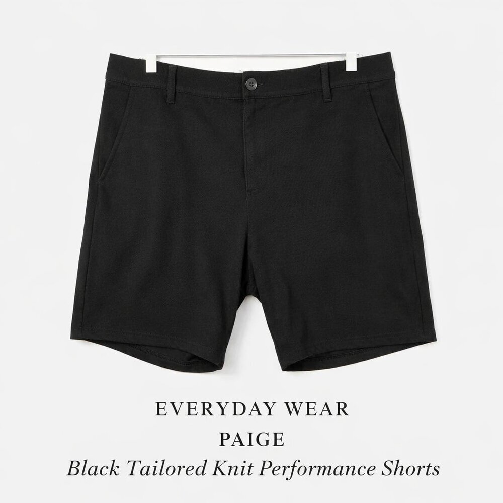 PAIGE Black Tailored Knit Shorts Men’s 32 Performance Stretch Flat Front